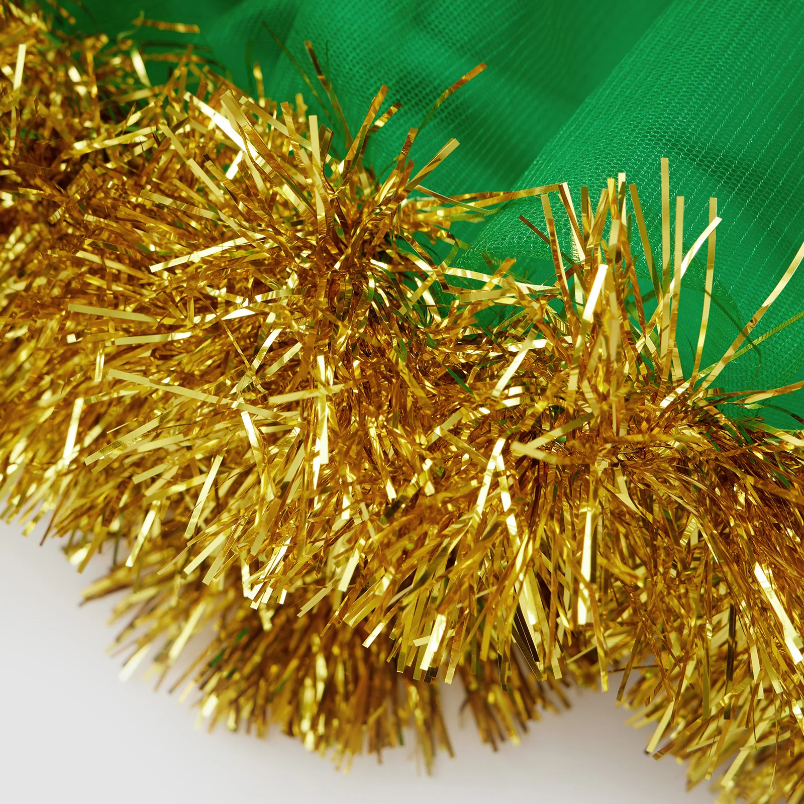 Women Christmas Tree Cosplay Costumes Tinsel Trim Tulle Tutu Mini Dress + Hat + Stockings + Bag 4Pcs Xmas Outfit Set - view 6