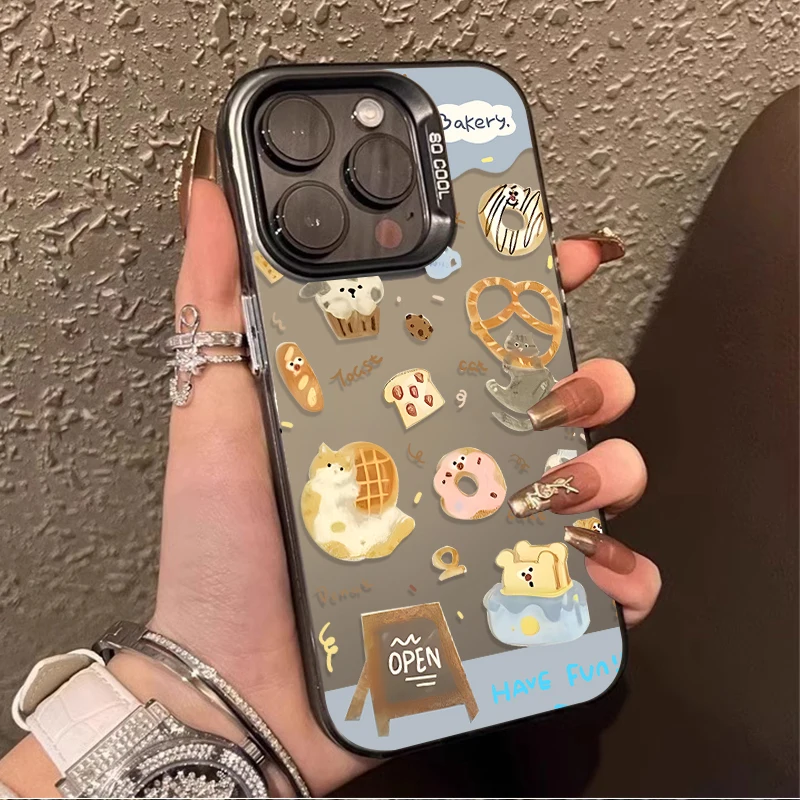 Cream Bread Donuts Cat Case for Xiaomi POCO X6 X5 X3 NFC F3 F4 GT F5 F6 M6 Pro 4G M5S C65 Mi 13T 12T 14 13 12 11 Lite 5G NE Etui