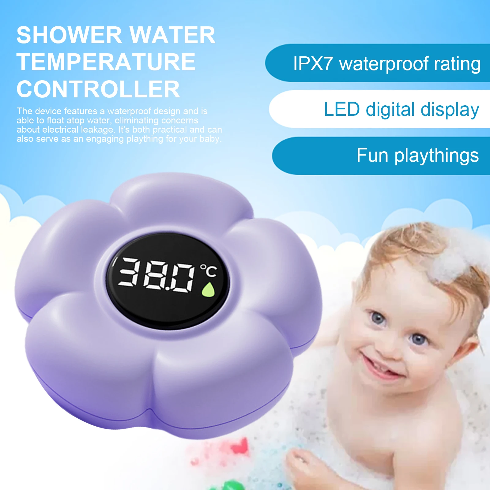Digital Water Temperature Thermometer with LED Display & Color Alerts Digital Floating Water Thermometer for Infants