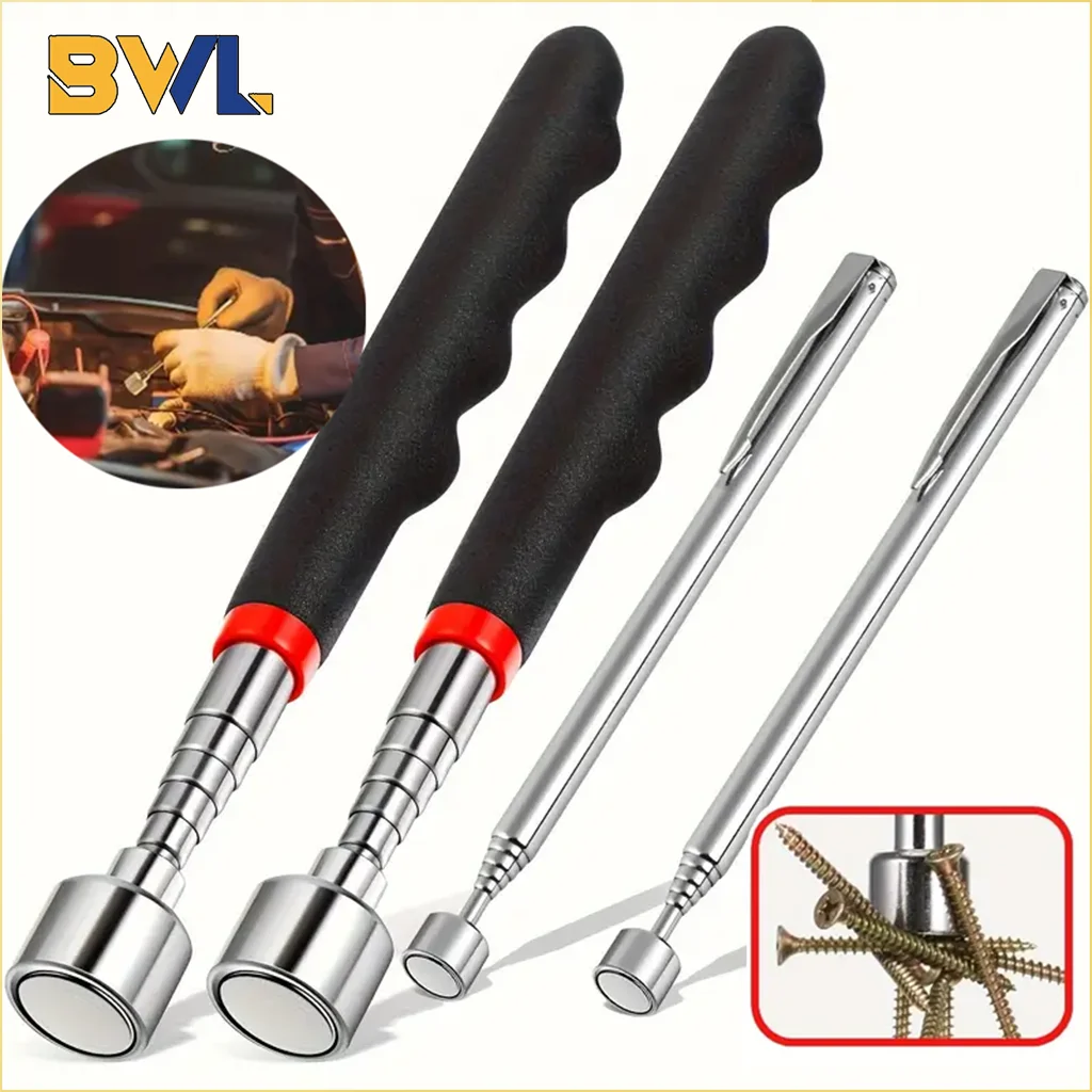 1/3/5 قطعة أداة لاقط مغناطيسية تلسكوبية مع ضوء LED عصا مغناطيسية معدنية قابلة للتمديد لإصلاح السيارات واسترجاع الأجزاء المعدنية #2