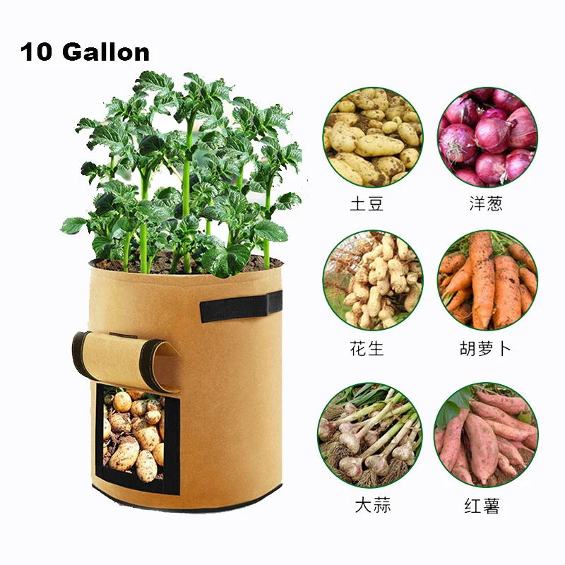 

Thicken Vertical Garden Pot 10 Gallon Plant Growing Bags Flower Vegetable Planting Container Gardening Plant Pouch With Handle