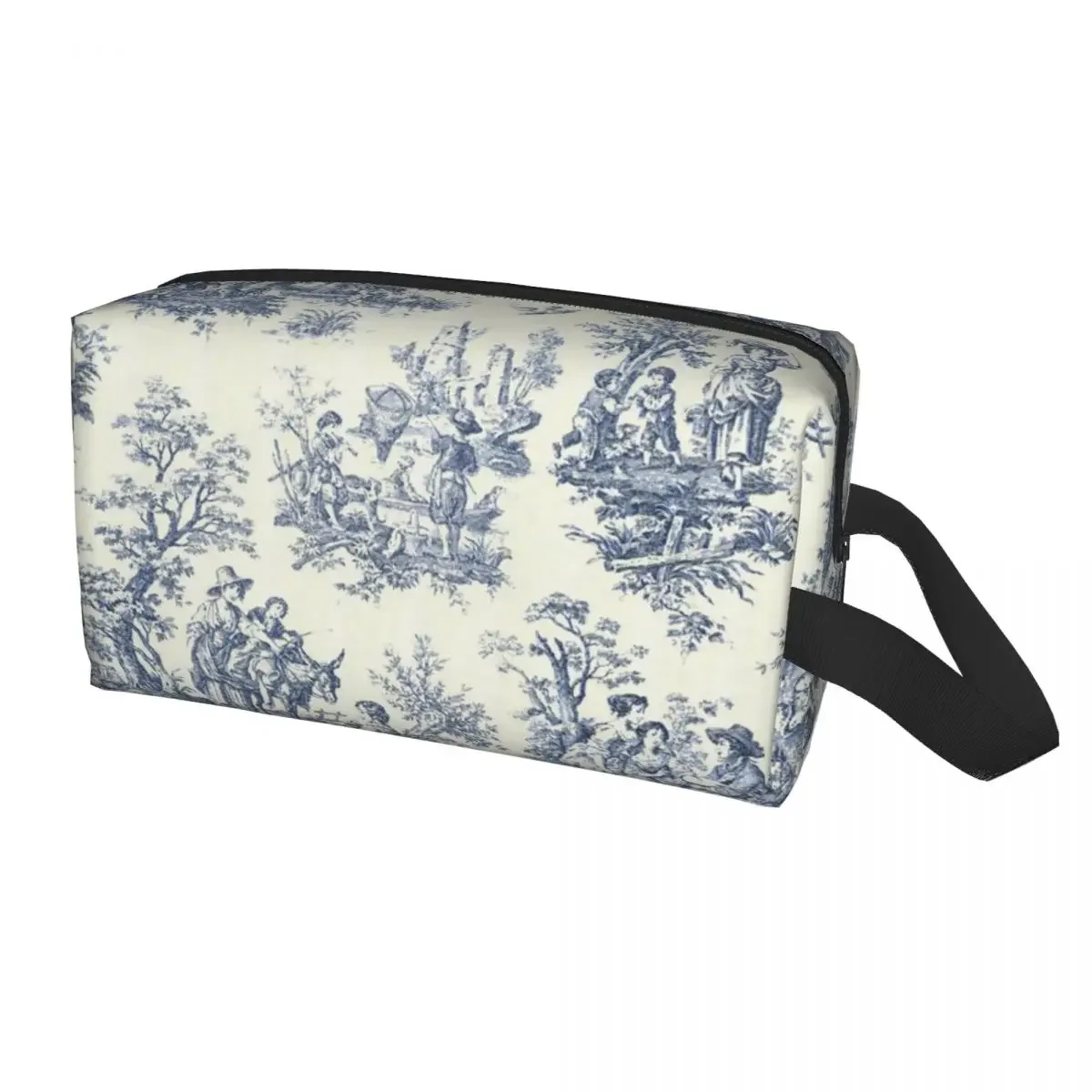 Cute Powder Blue French Toile Picnic Designs borsa da toilette da viaggio per le donne borsa per il trucco cosmetico Beauty Storage Dopp Kit