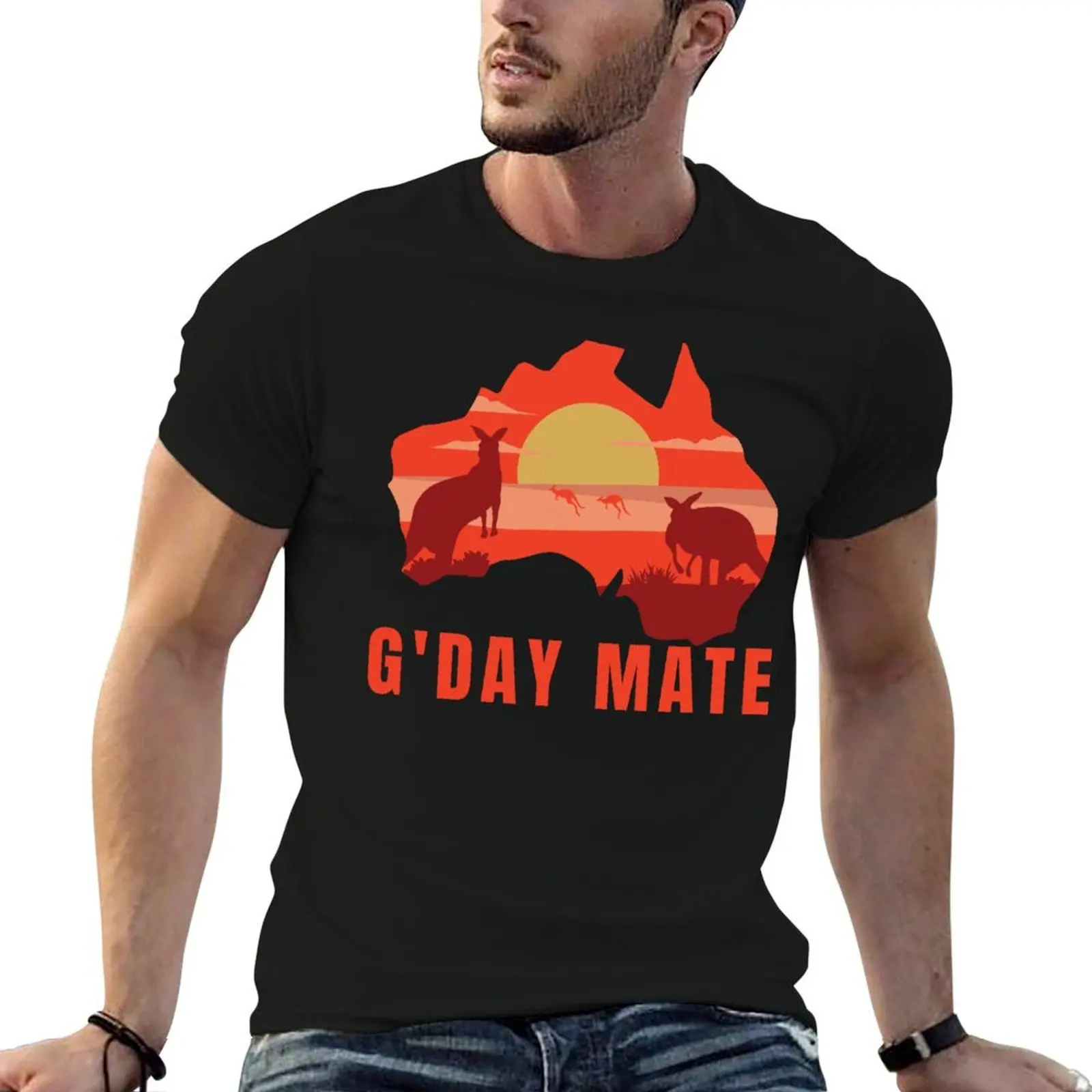 Australia Gday Day Mate Shirt Funny Kangaroo Australian Symbol T-Shirt t shirts cotton 100% T-Shirt