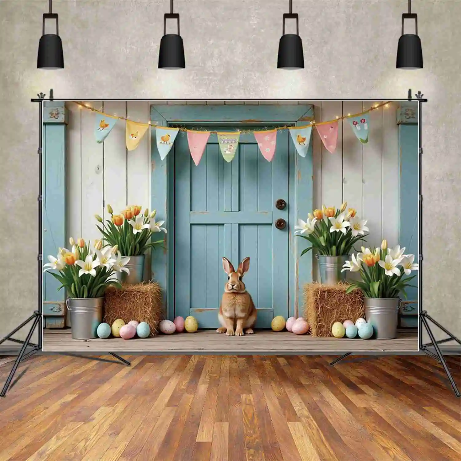 ريفي عيد الفصح الديكور صورة خلفية الأطفال عطلة حزب الباب فوتوزون خلفية استوديو التصوير فوتوبوث