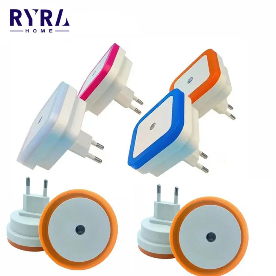 Mini LED Night Light EU/US Plug In Dusk To Dawn Sensor Wall Nights Lamp Square For Bedroom Hallway Stairs Corridor 220V 110V