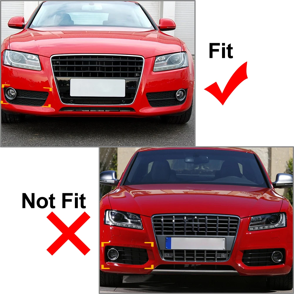 2Pcs Car Front Bumper Fog Light Honeycomb Grille Cover For Audi A5 2008 2009 2010 2011 Exterior Accessories