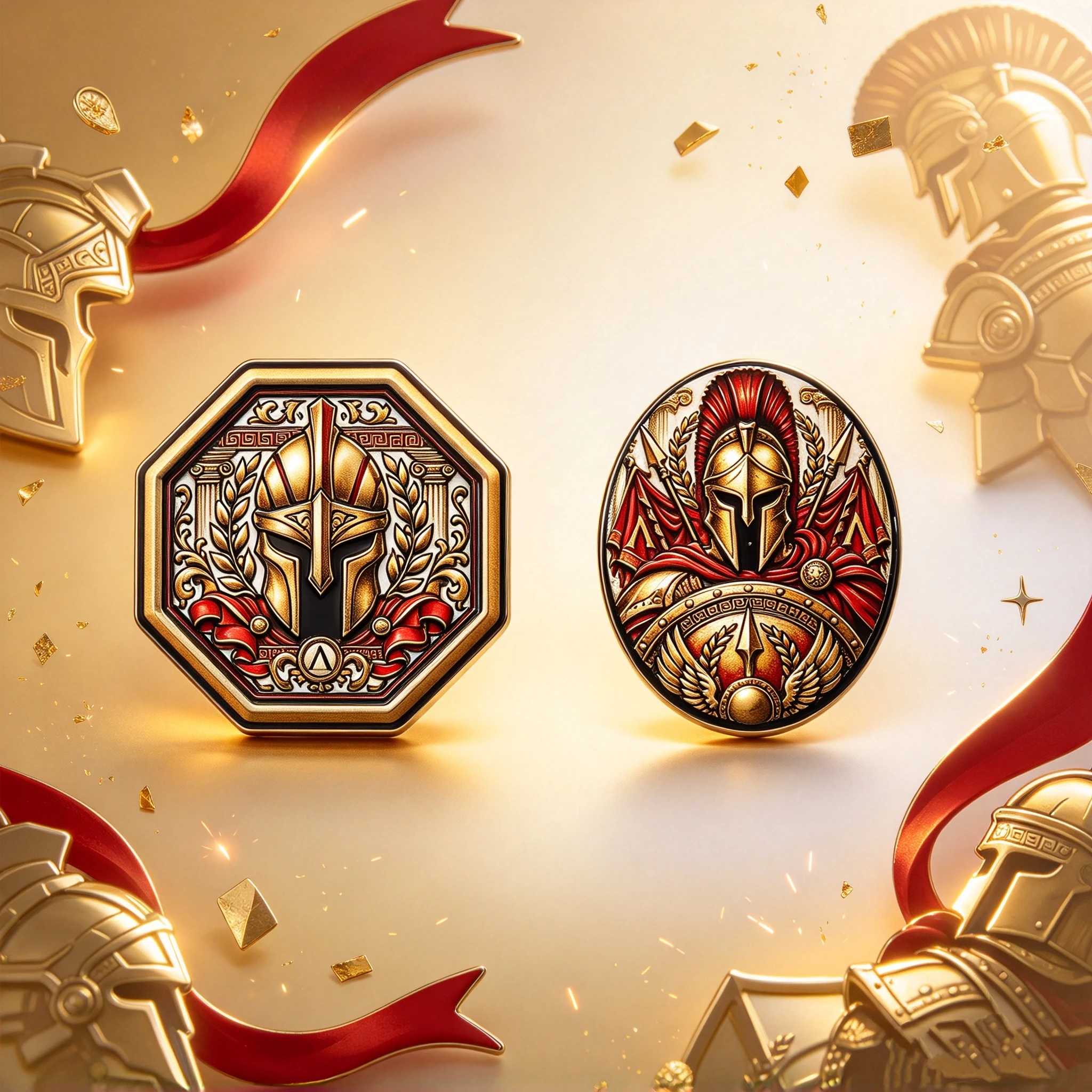 2Pcs Vintage Spartan Helmet Enamel Pins, Classic Warrior Irregular Metal Badges for Backpack Jacket Decor
