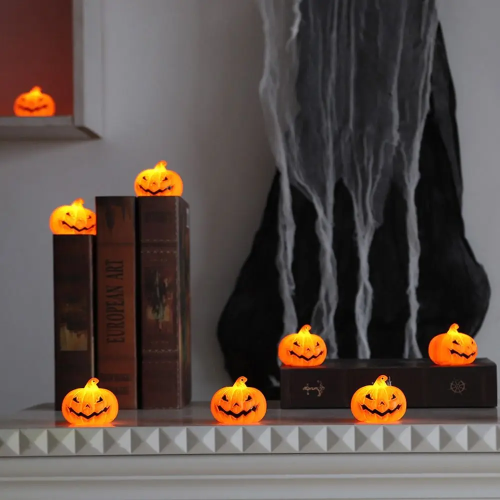 High Quality LED Pumpkin Lamp Horror Props Glowing Ghost Night Light ABS Candle Lamp Party Supplies