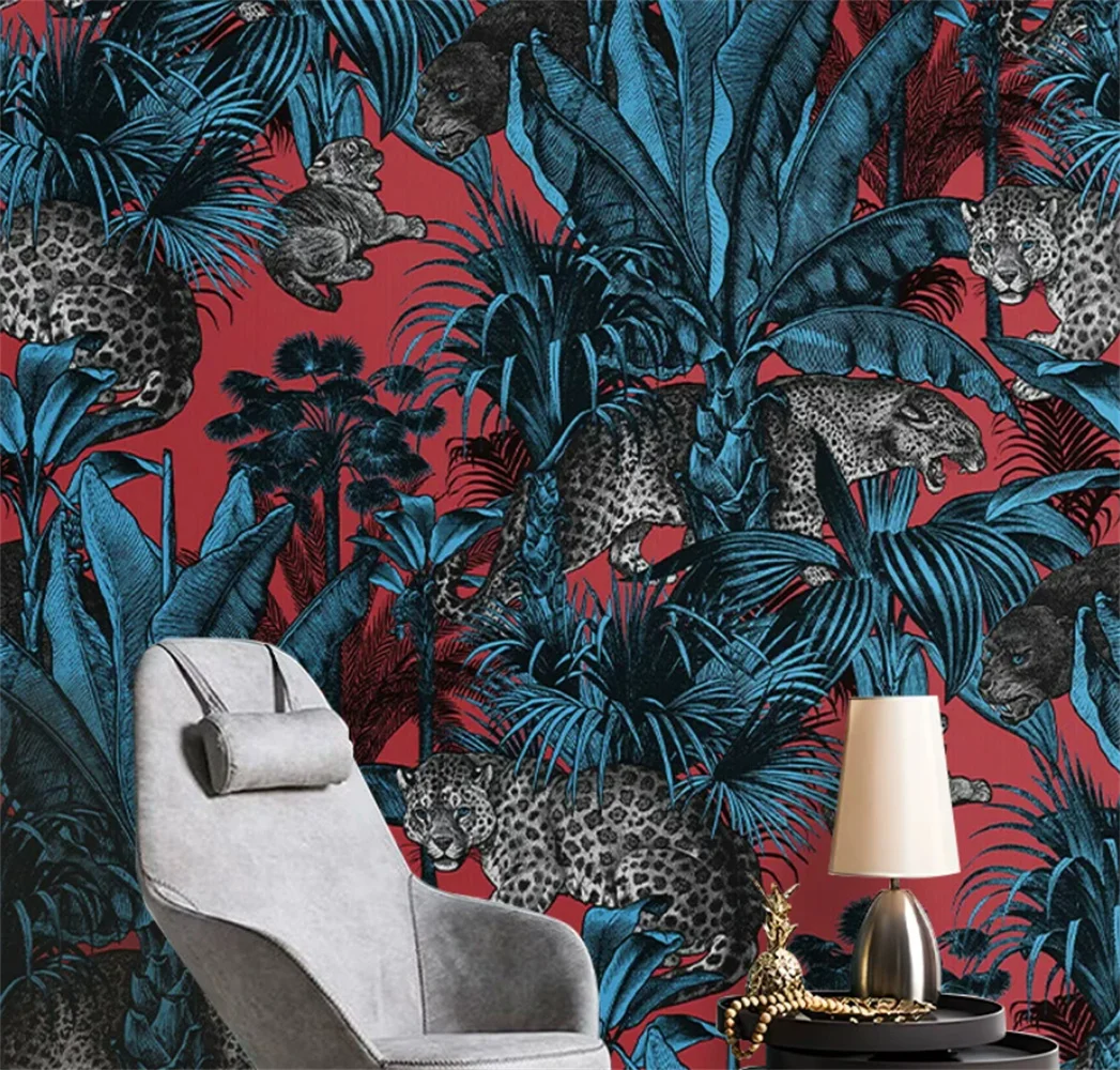 French Forest Wallpaper Tiger Animal Restaurant American Background Wall Mural Environmental Customization