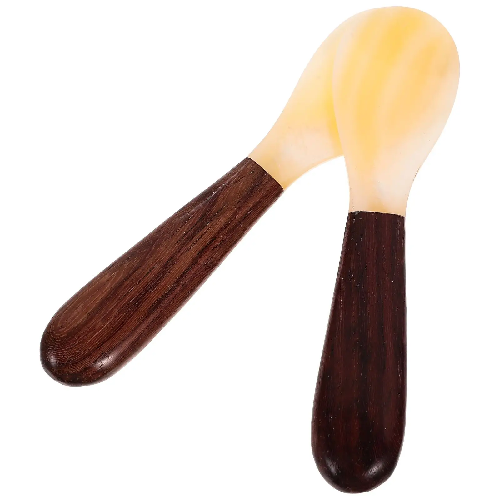 

2 Pcs Shell Spoon Natural Wood Handle Dessert Coffee Spoon Travel Baby Spoons Smooth Lines Comfortable Hold Practical Long