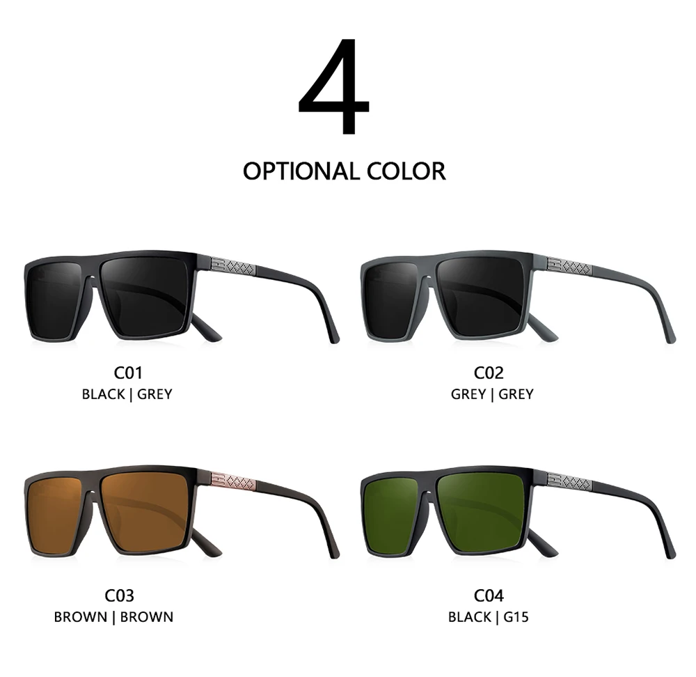 CRIXALIS Classics Quadratische Polarisierte Sonnenbrille Männer Anti-glare Outdoor Fahren Sonnenbrille Männliche Mode Strand Shades UV Schutz – Detail 5