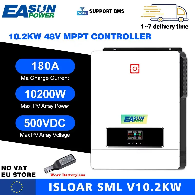 EASUN POWER 10.2KW 48V Hybride Solar Inverter Netgekoppeld/Off-grid Inverter met Max. Zonne-energie 12KW MPPT met BMS