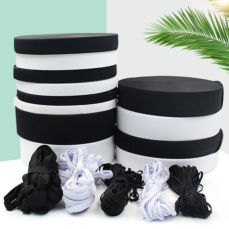 Elastic Bands 3/5/10/12/15/20/25/30/35/40/45/50mm White Black Nylon Highest Elastic Bands Garment Trousers Sewing Accessories