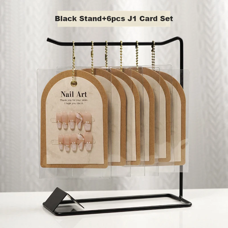 False Nail Art Color Card Display Stand Rack With 6pcs Wear Nail Art Nail Storage Display Paper Set Manicure Tips Sample Stand