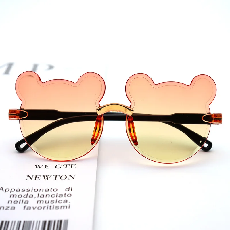 

Kids Sun Sunglasses Bear Shape Children Glasses Cartoon Rimless UV400 Child Eyeglasses Outdoor Anti-Glare Girls Boys Sunglasses