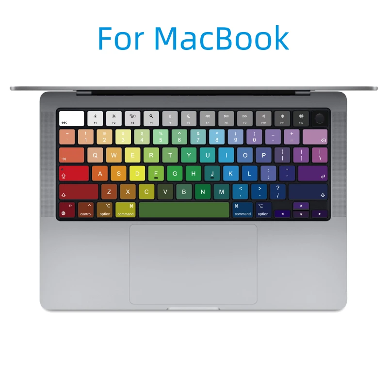 Suitable for Us American Version Apple MacBook Notebook Keyboard Stickers, Gradient Colorful Letter Stickers for Air M4 15.3 A3241, Pro M2-M3 16.2 A2780 13.6