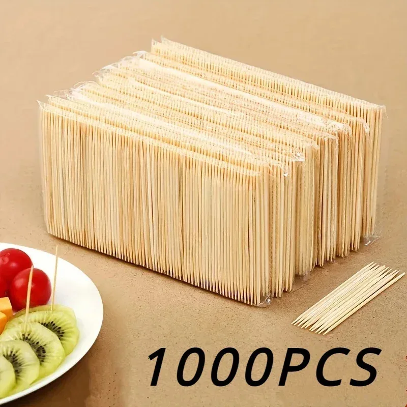 Home Teeth 1000PCS Disposable Double Headed Toothpicks Natural BambooHome Kitchen Restaurant Hotel Portable Cleaning Tool