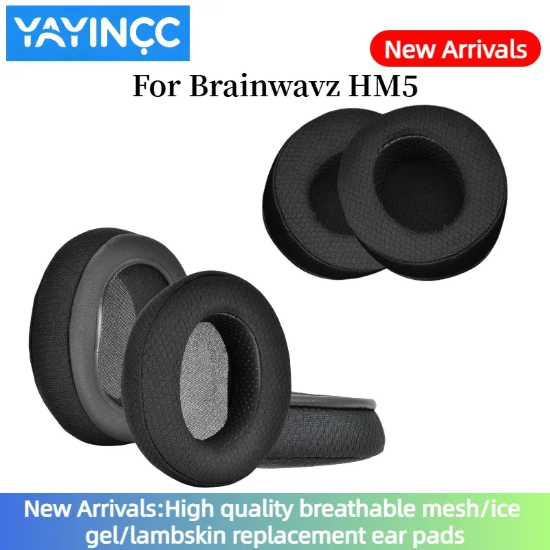 

YAYINCC Soft Foam Breathable mesh fabric Ear Pads For Brainwavz HM5 Headset Earmuffs Repairing Parts