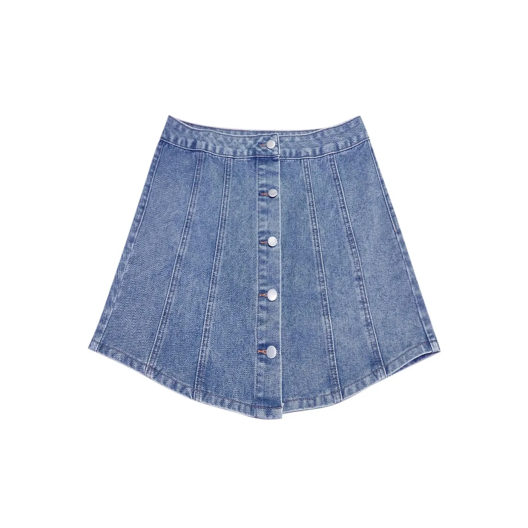 

women's single-breasted waist denim skirt 2025 autumn new