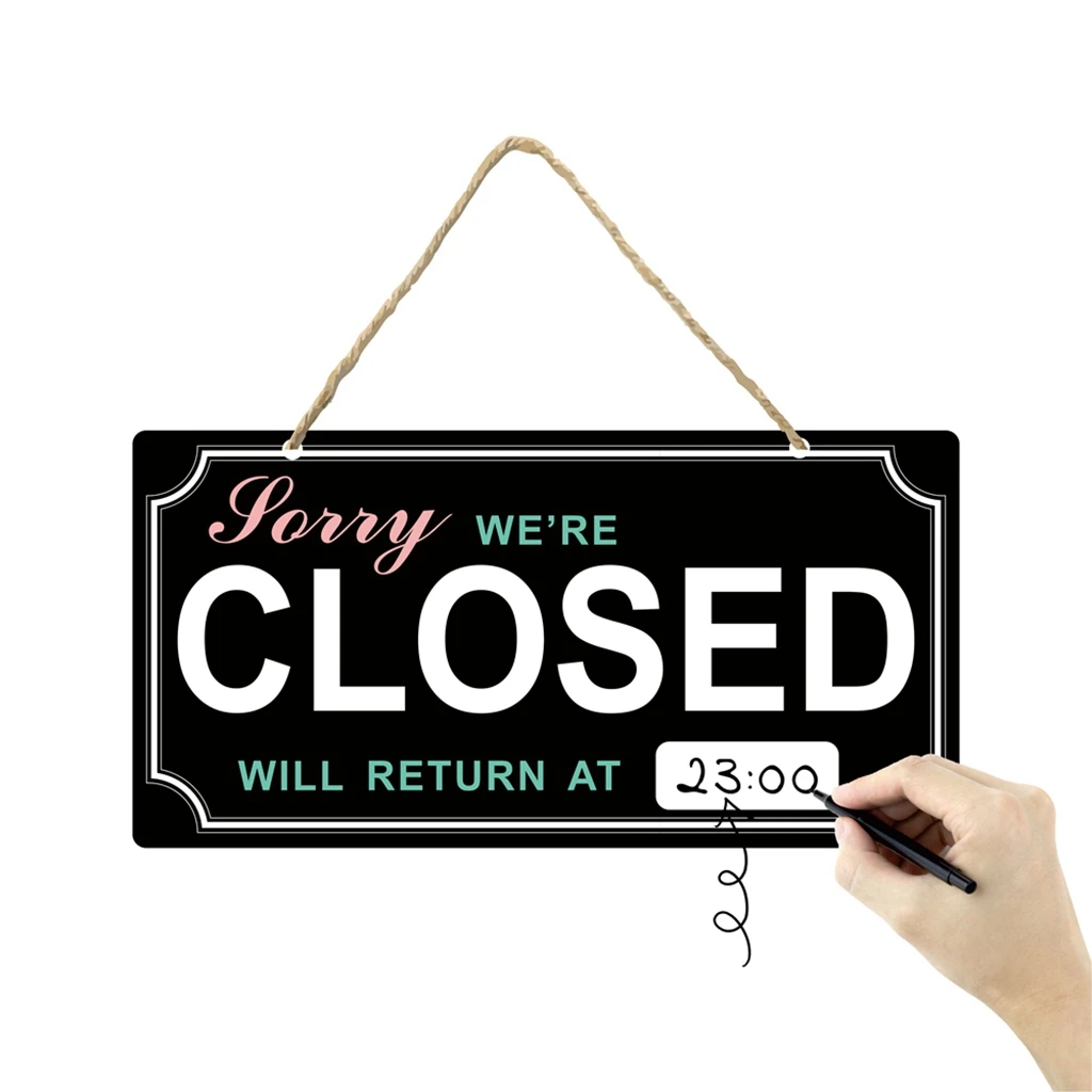 Business open closed sign, waterproof double-sided hanging sign that can be entered or closed, flip sign when open and closed