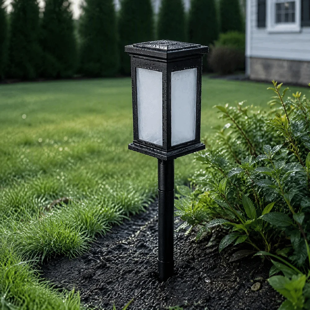 Waterproof Solar Pathway Lights Flickering Flame IP65 Waterproof Garden Path Light Simulated Flames Adjustable Height