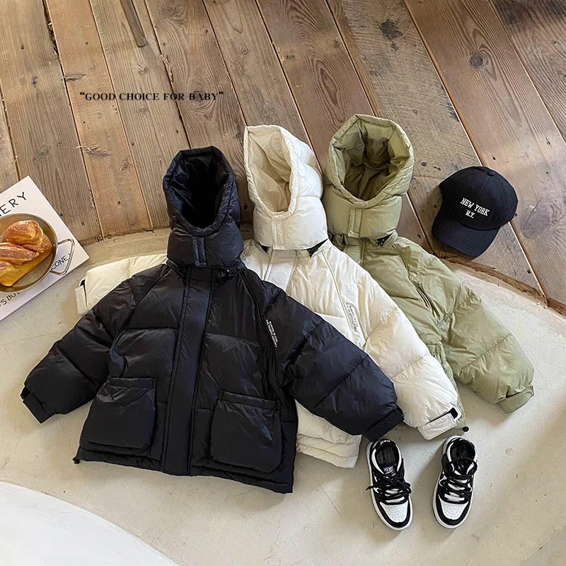 Boy Down Coat Children Down Jacket Boys White Duck Down Korean Children Thick Winter Coat Boys and Girls Warm Short Jacket