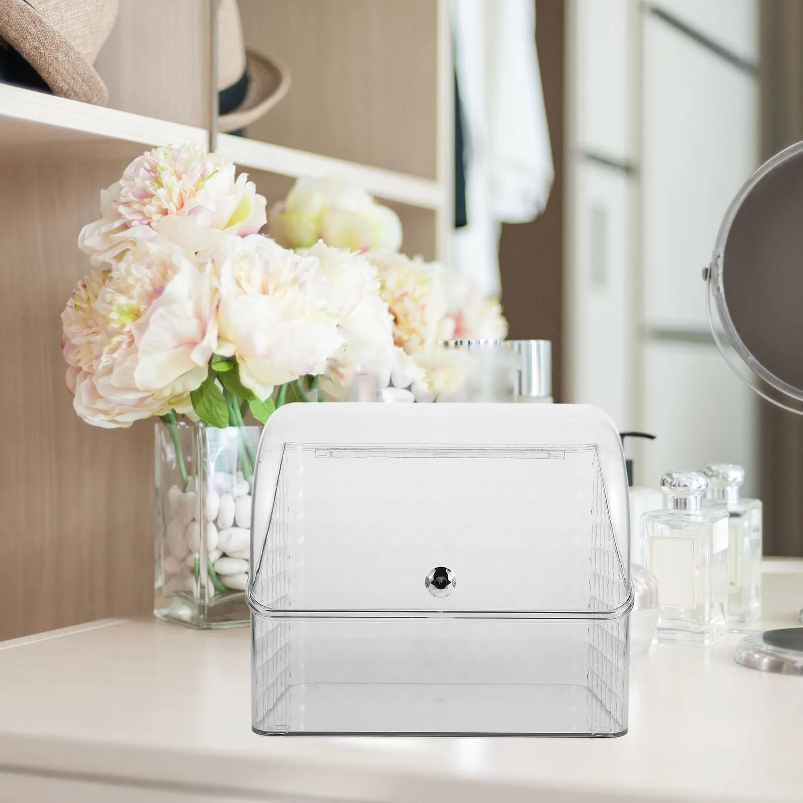 

Элегантная коробка для макияжа, прозрачный органайзер, контейнер для хранения косметики, столешница для ванной комнаты, просторная большая вместимость