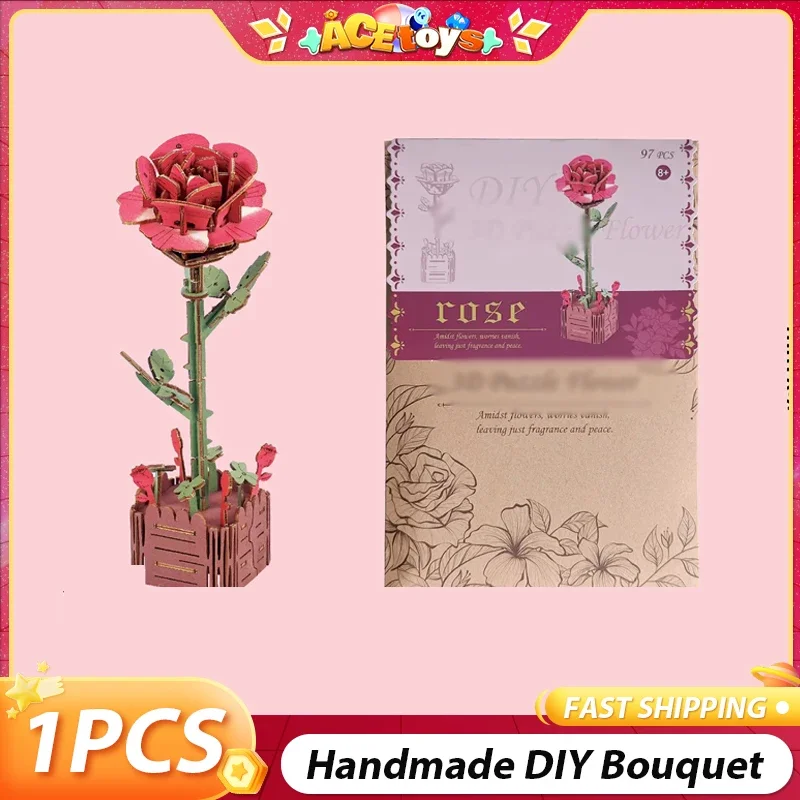 Handmade DIY Bouquet Stereoscopic Smooth Exercise Hand-On Skill Beautiful Always Flash Eternal Flower Children's Building Blocks