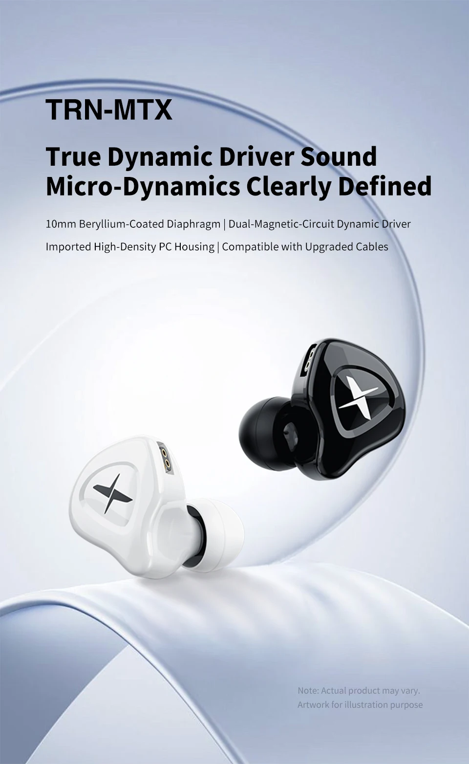 TRN MTX 10mm Dual Magnetic Dynamic IEM Bass Earbud 0.78mm 2Pin Detachable Earphone Cable for Music and Gaming