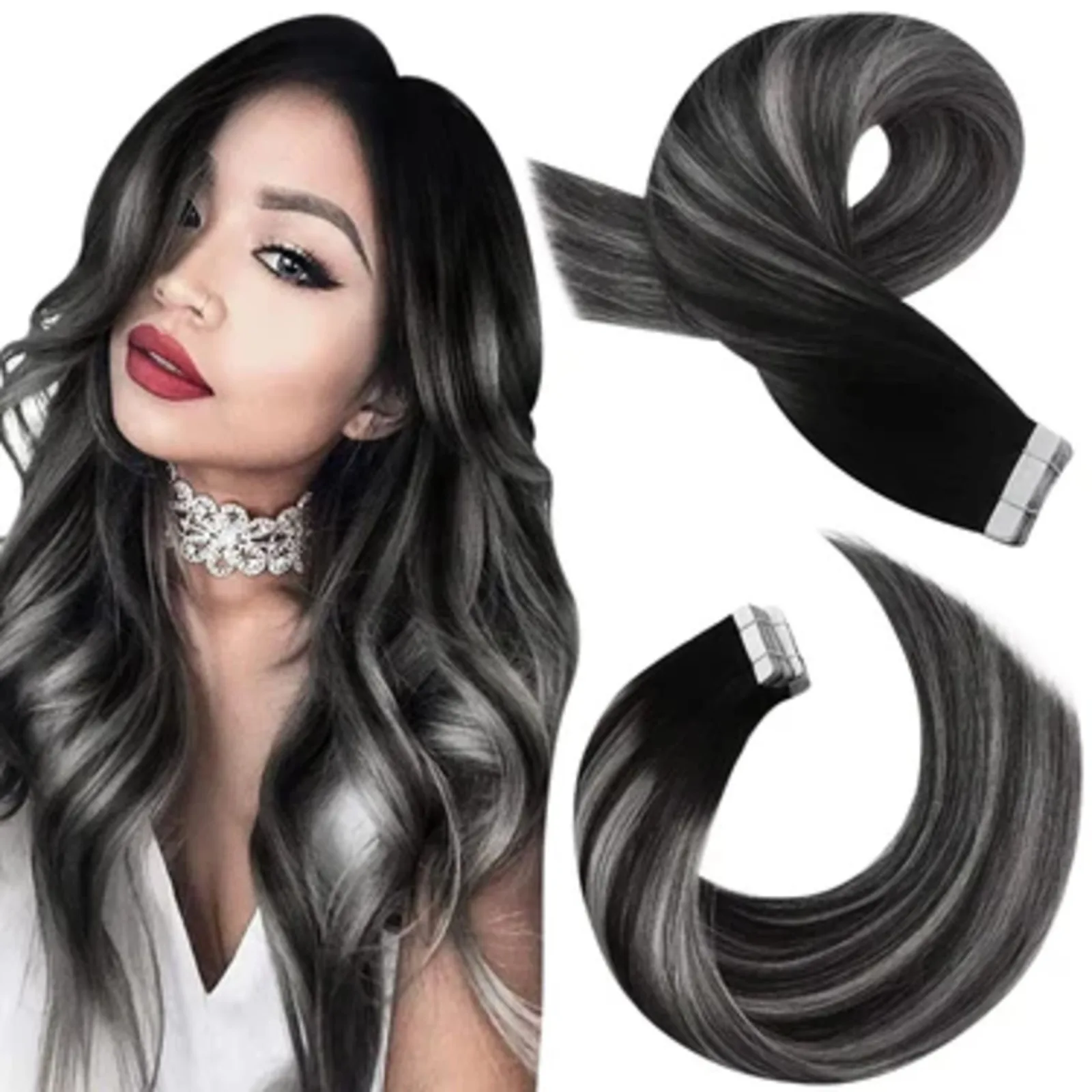 

[Last 12 Months] Youngsee Virgin Tape in Hair Extensions Real Human Hair Extensions For Women Natural Hair Balayage Color