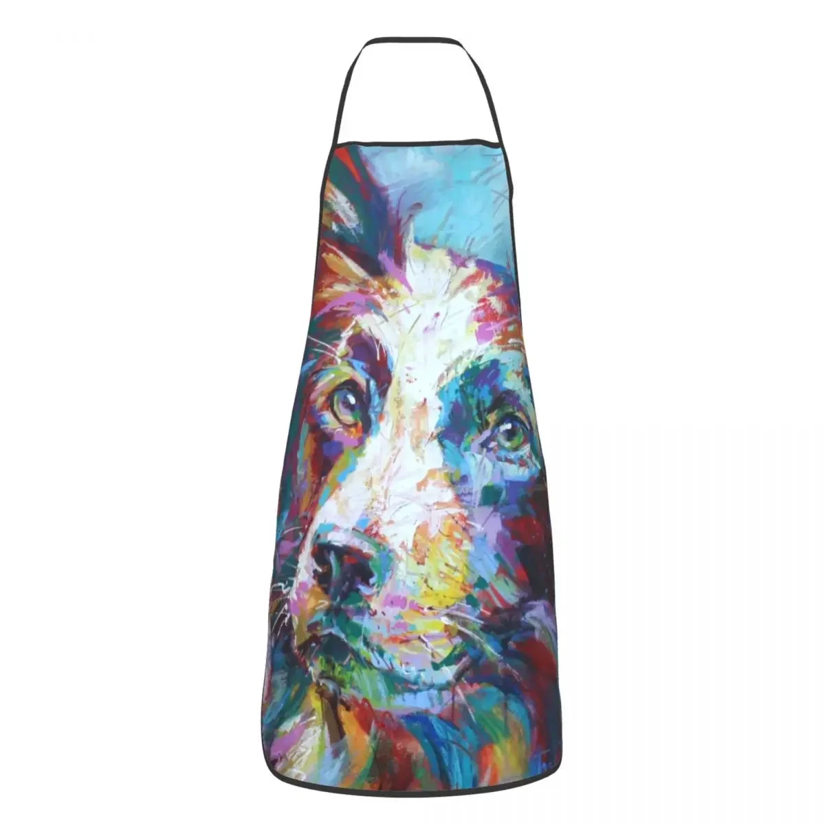 Cute Colorful Border Collie Apron for Women Men Unisex Bib Pet Dog Kitchen Cooking Tablier Cuisine Chef Painting