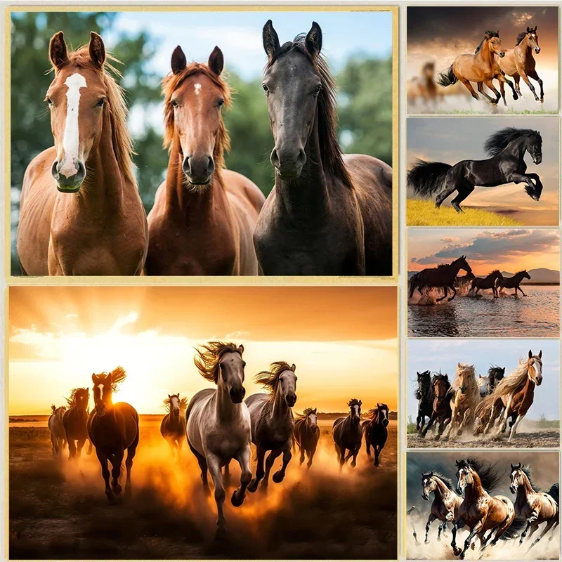 2026 Classic Vintage, Wall Art, Handsome Watercolour Animal Horse, Canvas Print Poster, Home Living Room Bedroom Decoration