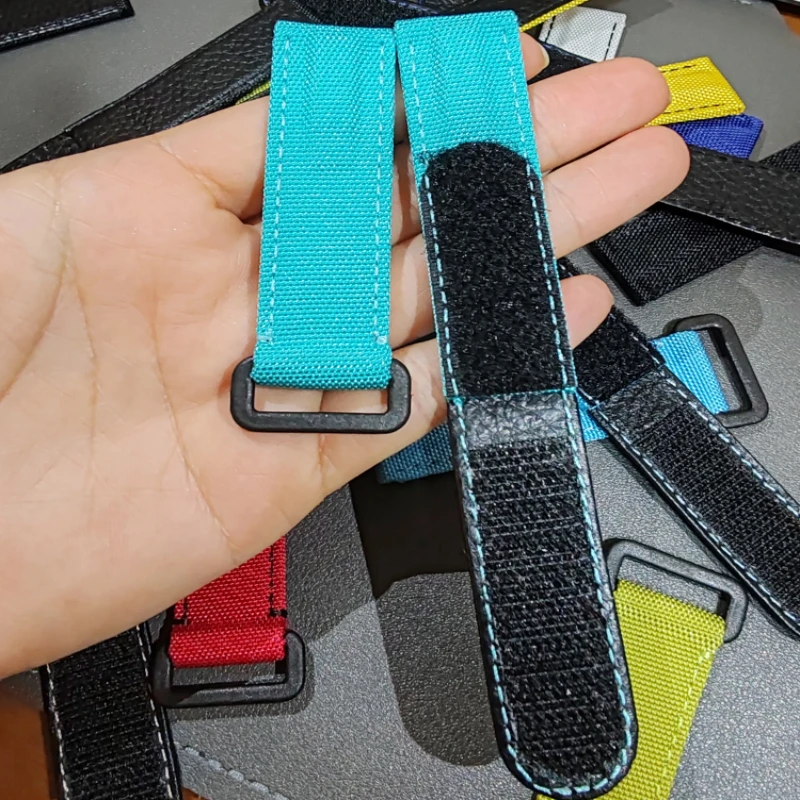 20mm Hook and Loop Fastener Canvas Watch Strap Male for Rolex Daytona Omega Seahorse Rudder Bay Seiko Nylon Watchband