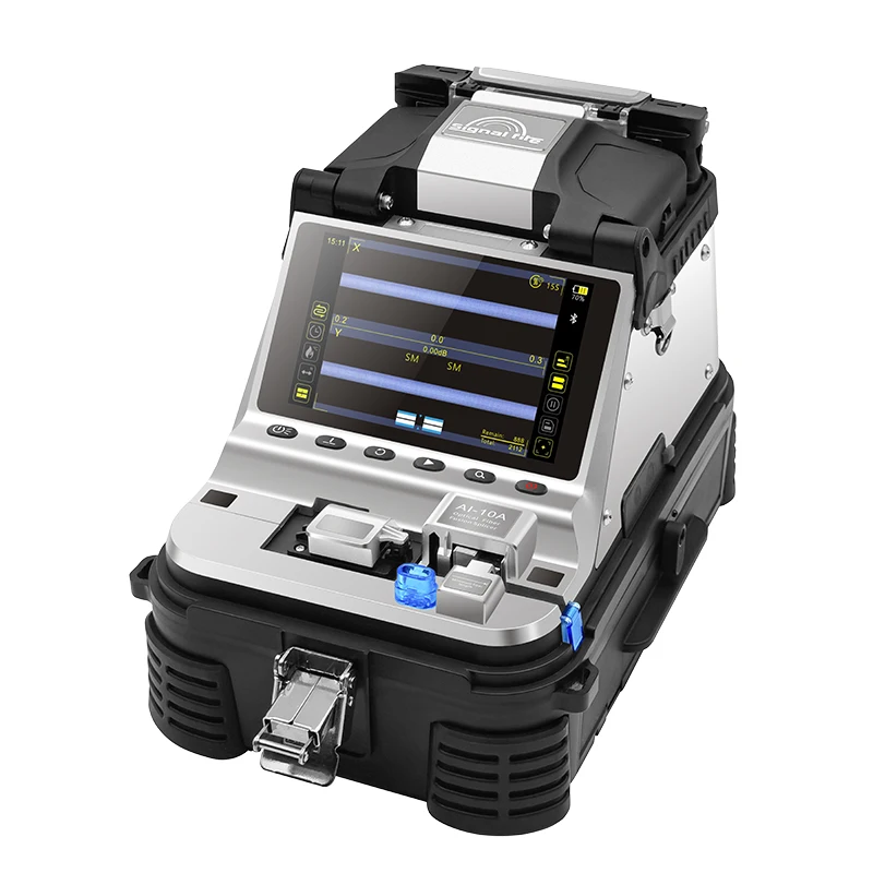 New Signal Fire AI-10A Optical Fiber Fusion Splicer Built in Electric Cleaver VFL OPM Function 6 motor Splicing Machine