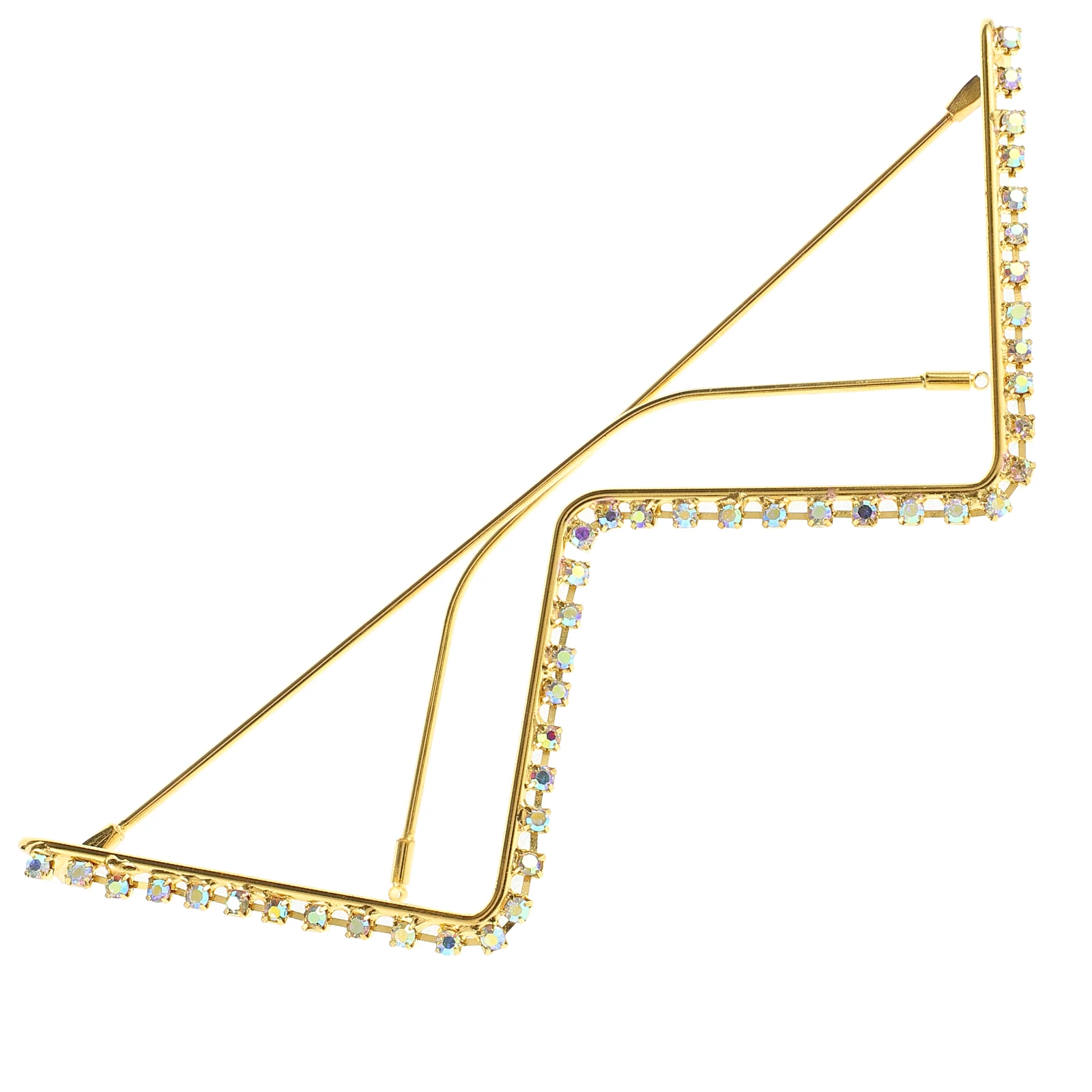 

Rhinestone Eyeglasses Metal Half Circle Sparkling Crystal Glasses Frame for Women Costume Party Accessories
