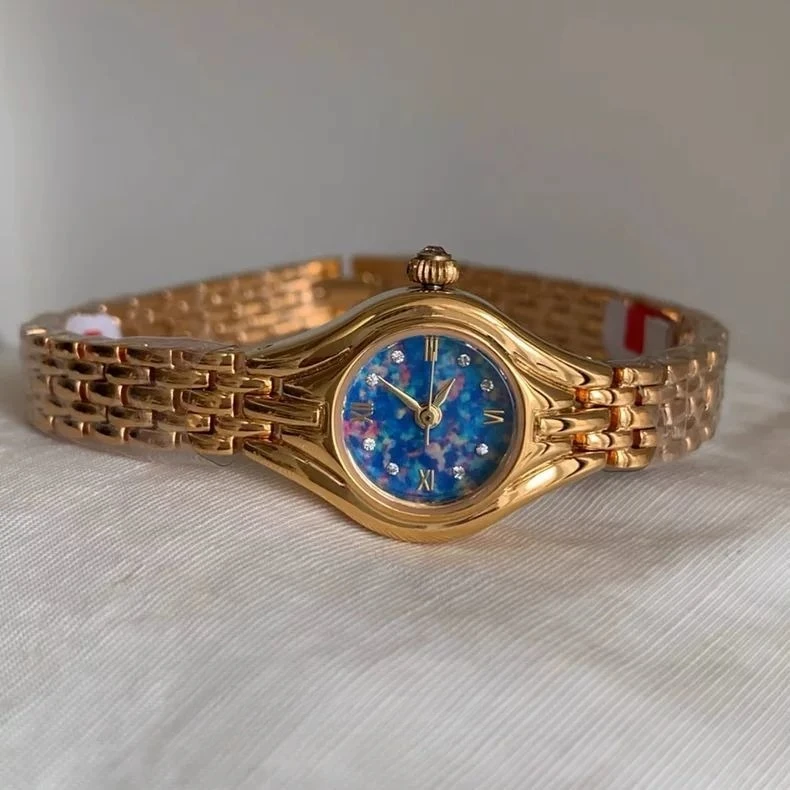 Опаловый элемент, мини-изысканный маленький циферблат, маленькие золотые часы, легкие роскошные модные темпераментные женские часы