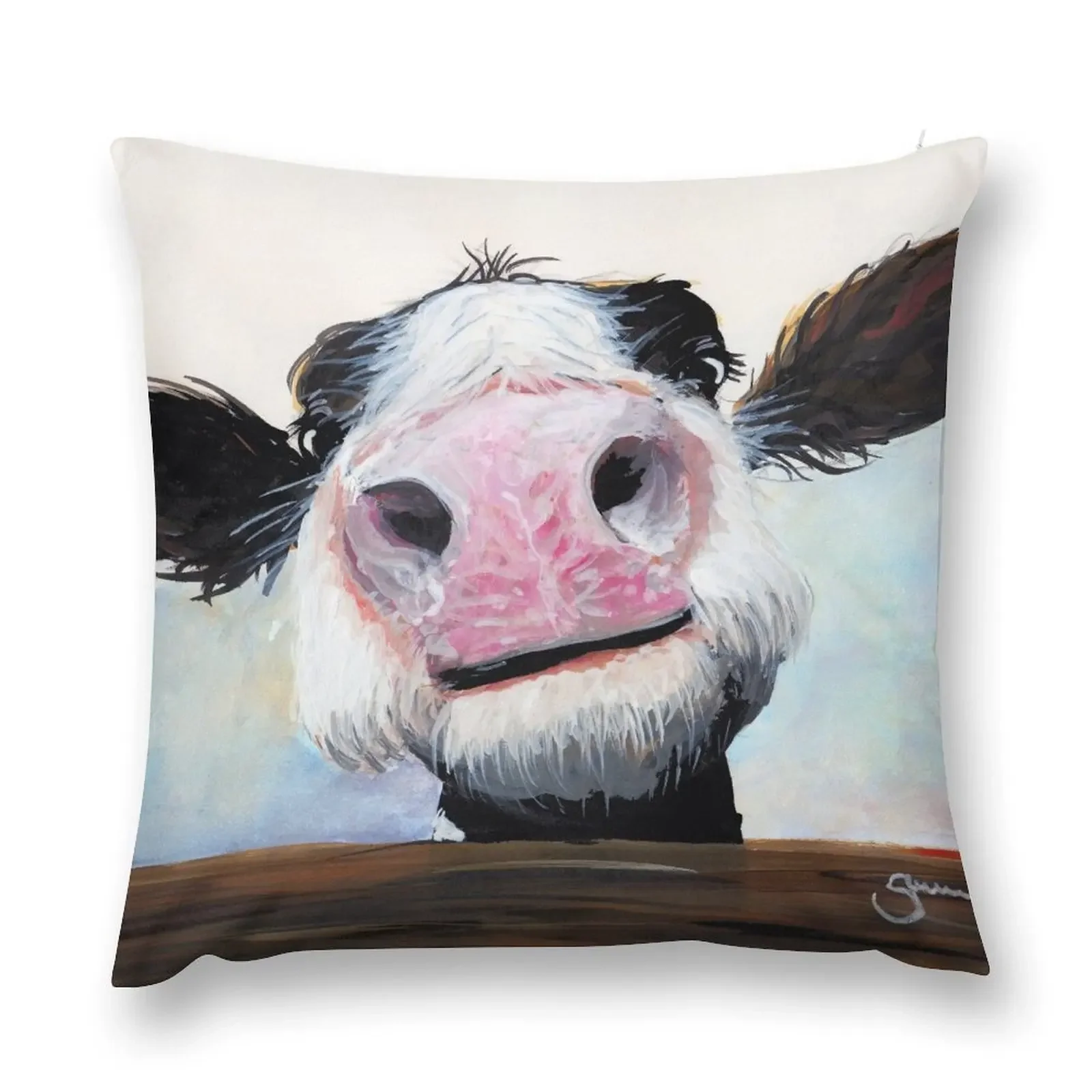 NOSEY COW 'HEY! HOW'S IT GOIN'?' BY SHIRLEY MACARTHUR Throw Pillow Sofas Covers Christmas Pillow Covers Ornamental Pillow