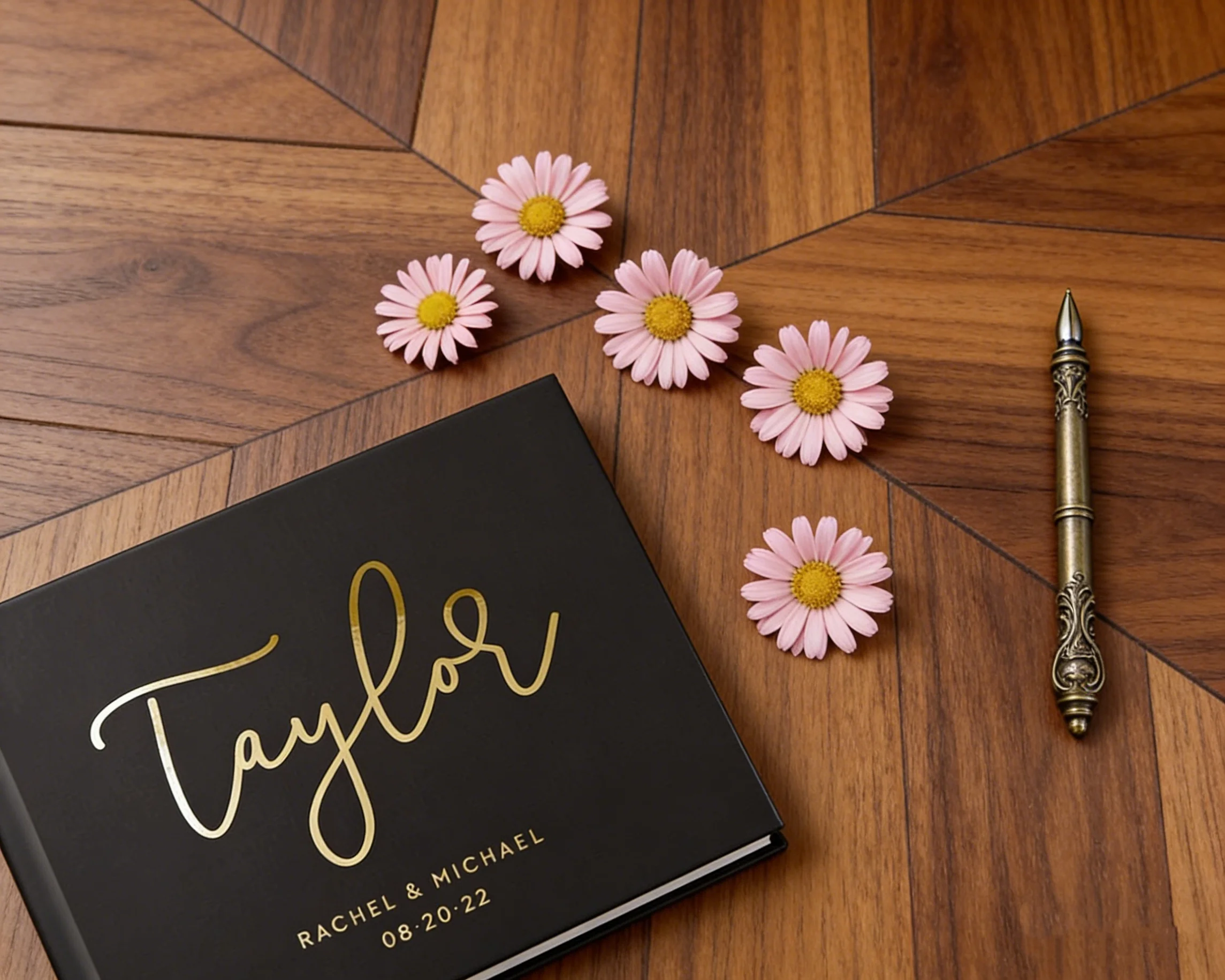 

Индивидуальная горизонтальная свадебная гостевая книга | Книга для подписей с золотой фольгой | Уникальный альтернативный свадебный дневник