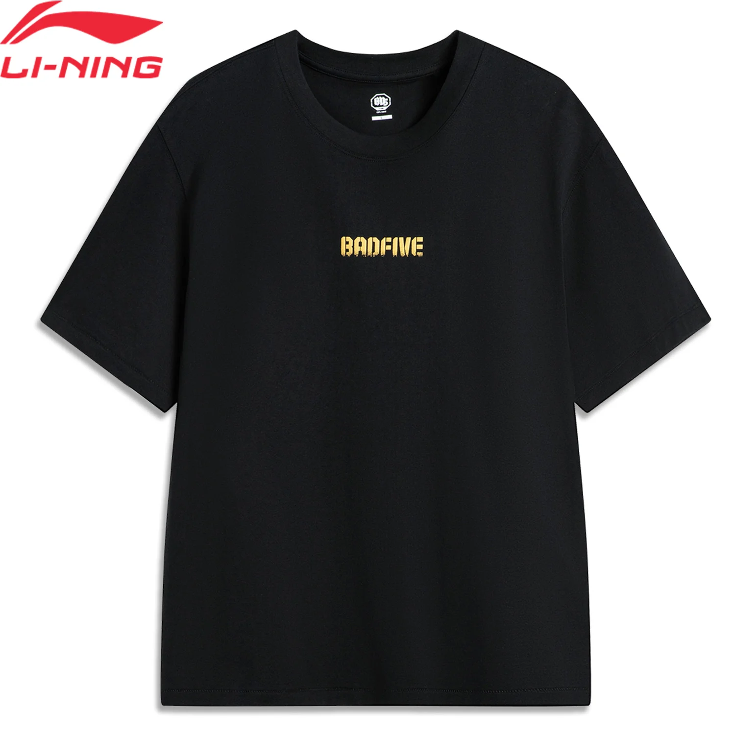 Li-Ning Men's BADFIVE T-shirt 100%Cotton Loose Fit Comfortable LiNing Casual Short Sleeve Basketball Culture Tee Tops AHSV027