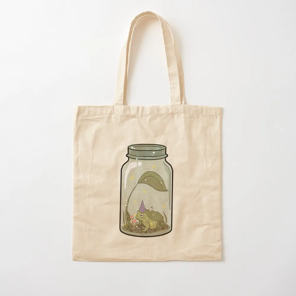 

wizard frog in mason jar Tote Bag reusable shopping bags hand bags Canvas Tote Bag