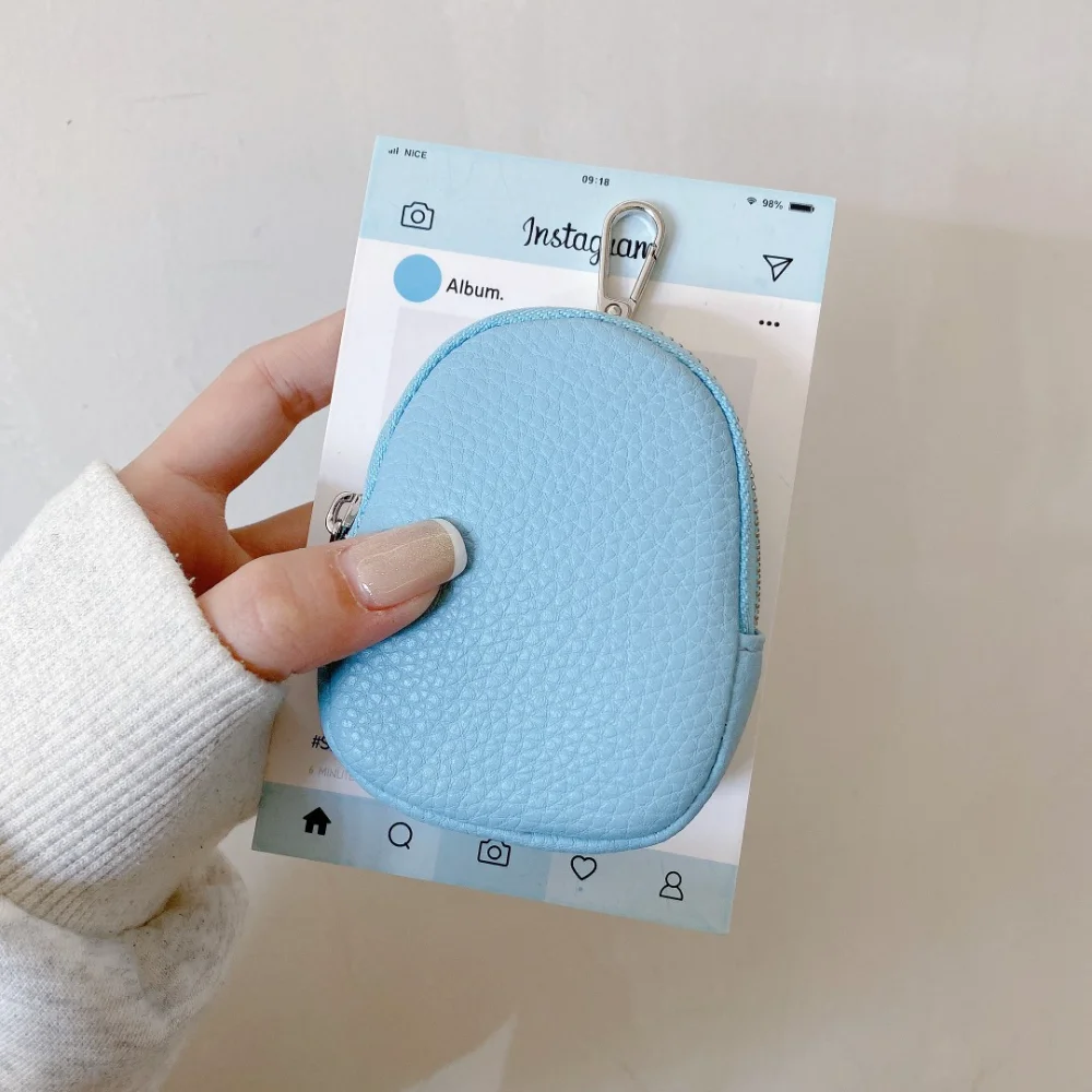 Mini Coin Purse Women's Lipstick Key Storage Bag Wallet Bluetooth Earphone Bag Money Pouch PU Leather Zipper Change Bag Gift