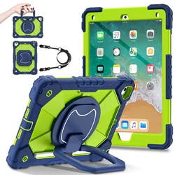 Rotating Heavy Duty Case For iPad 5 6 7 Air 1 2 Pro 9.7 2017 2018 5th 6th Gen Armor Stand Cover With Handle Grip Shoulder Strap