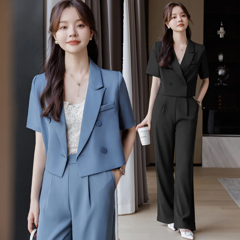 Chiffon Short Sleeve Suit Coat Women's Thin Summer2024New Casual Small Short Professional Tailored Suit Suit