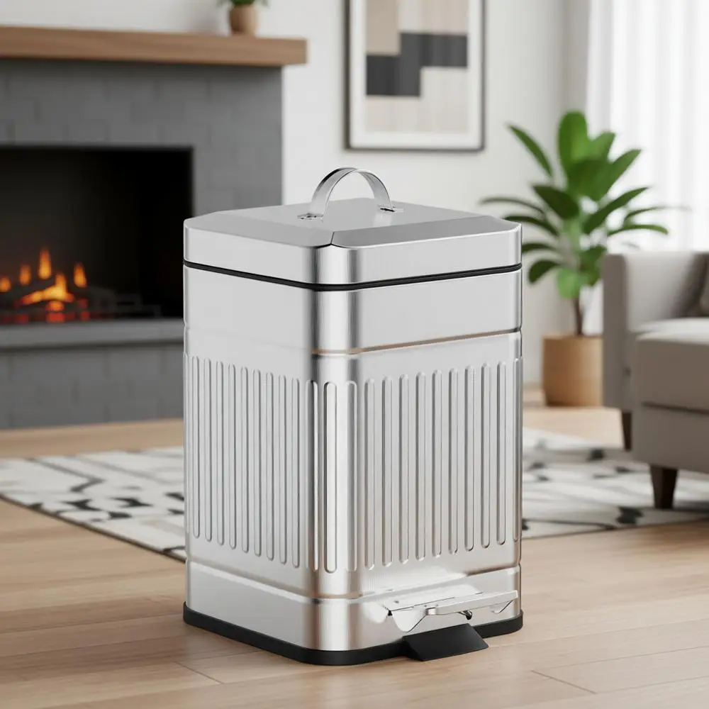 

5-литровая оцинкованная стальная уличная урна для собачьих отходов с педалью и крышкой для дома или офиса