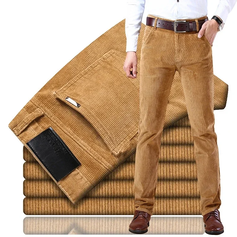 6 Color Men\'s Corduroy Casual Pants 2022 Autumn Winter New Style Business Fashion Stretch Regular Fit Trousers Male Clothes