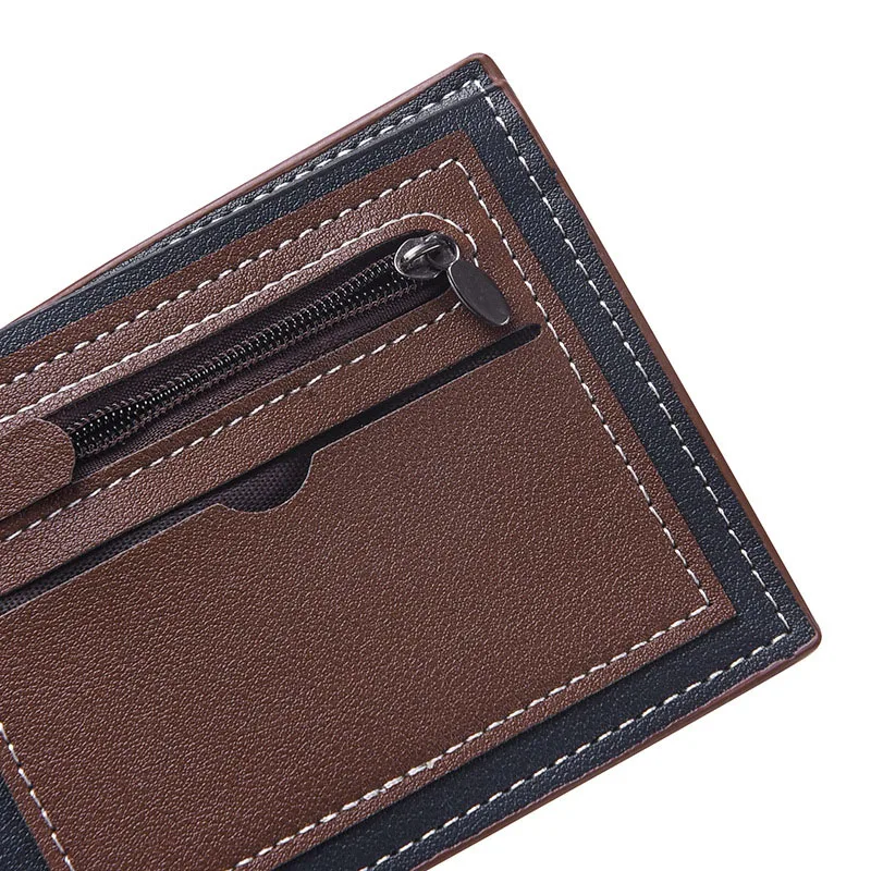 

Black Coffee Retro Style New PU Leather Men's Short Wallet Two Fold Design Coin Purse with ID Card Holder purse Suitable for Men