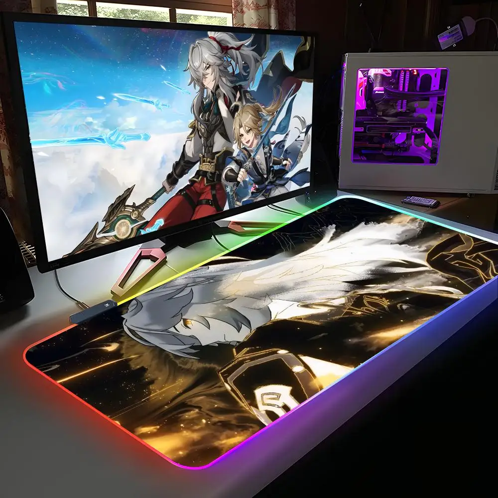 

Honkai Star Rail JingYuan Mouse Pad RGB Rubber Computer Laptop Official Game Colored esports Aesthetic Pretty Fashion Luxury Mat