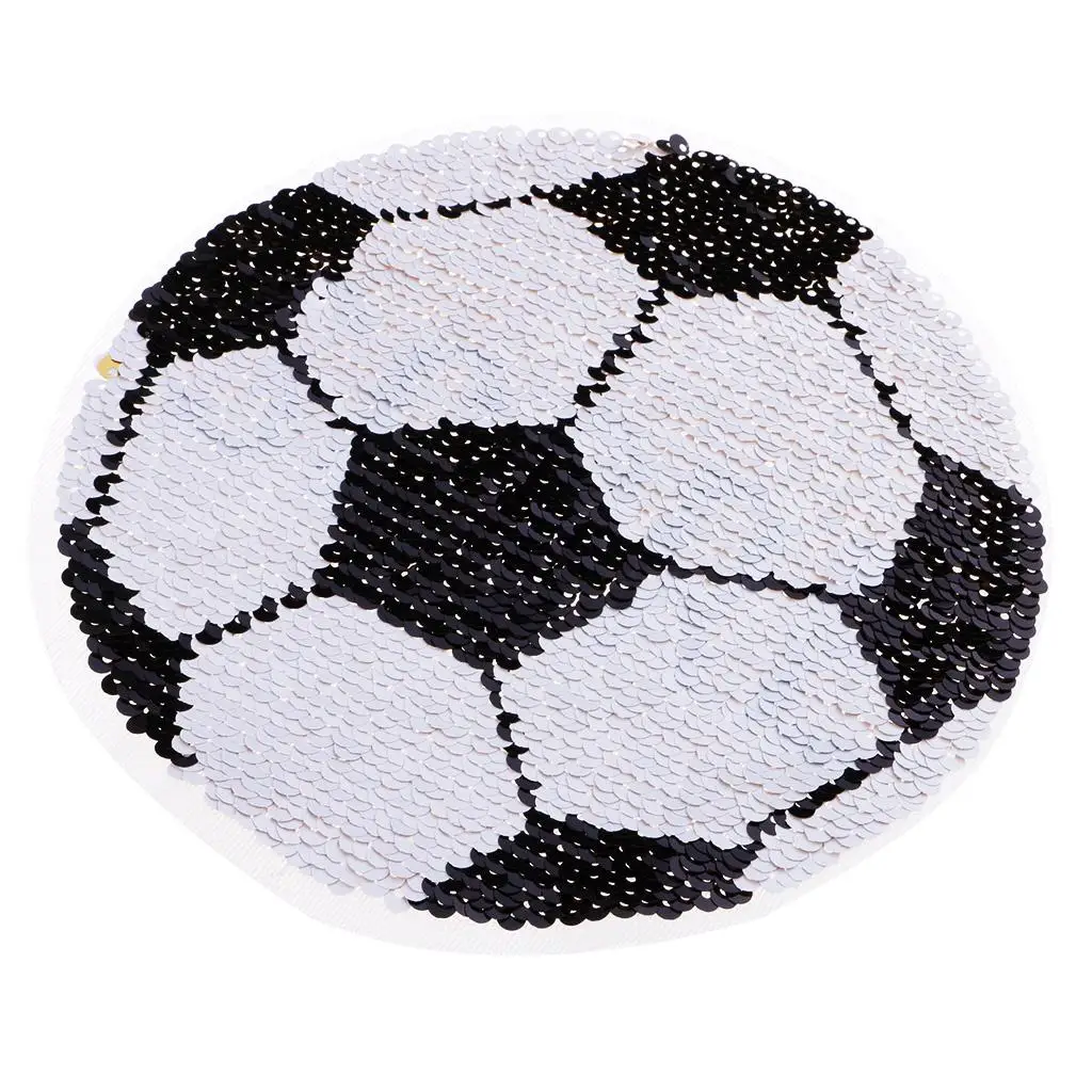 Reversible Football Sequins Patch Embroidery DIY Sew on Patches for Clothes