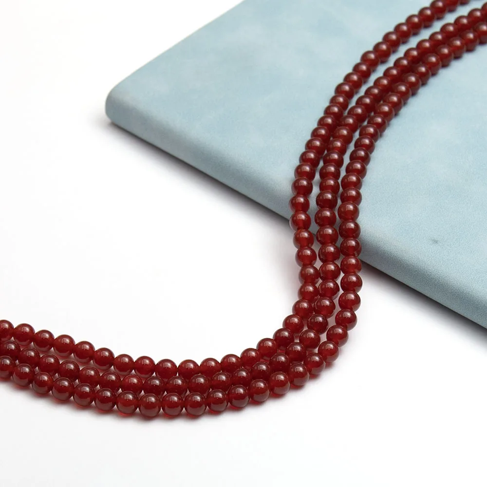 الطبيعية العقيق الأحمر الخرز ستراند 4/6/8/10/12 مللي متر السلس شكل دائري DIY بها بنفسك صنع قلادة أساور أقراط اكسسوارات جودة عالية #6
