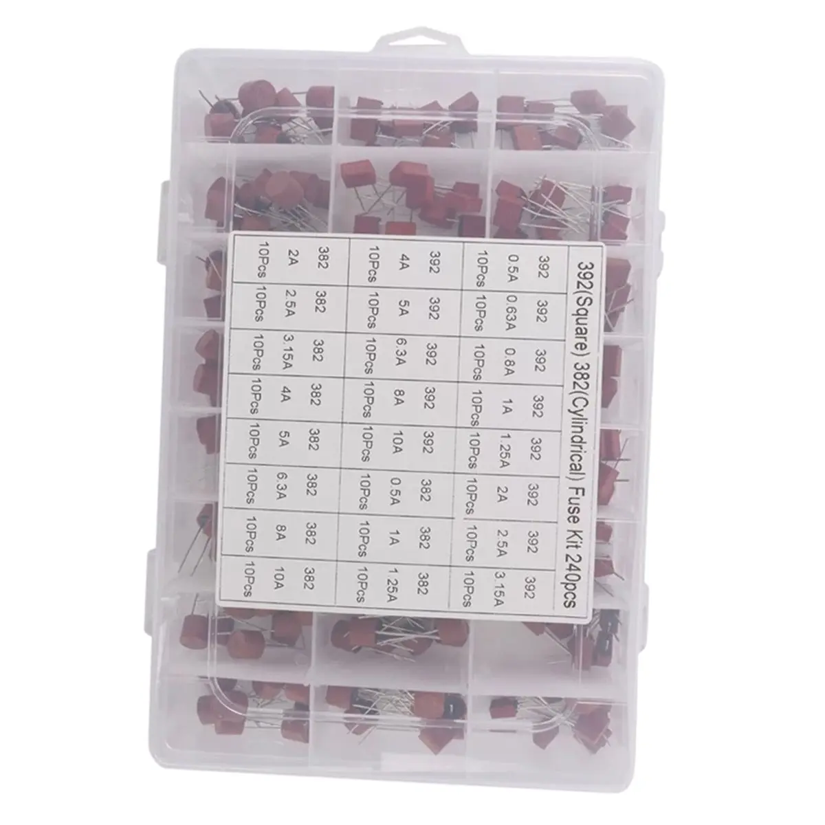 (A99Z] 240Pcs 382 392 24Value Blow Cylindrical Fuse 0.5A 1A 1.25A 2A 3.15A 4A 5A 6.3A 8A 10A Amp for LCD TV Power PCB Insurance